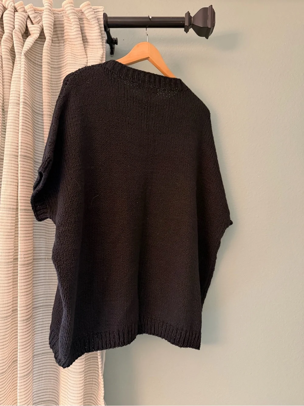 Louiza Babouryan sweater black 100% cotton size L oversize pullover knit sweater